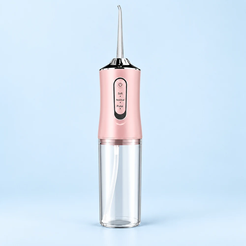 Jet dentaire portable A8 rose, avec réservoir transparent